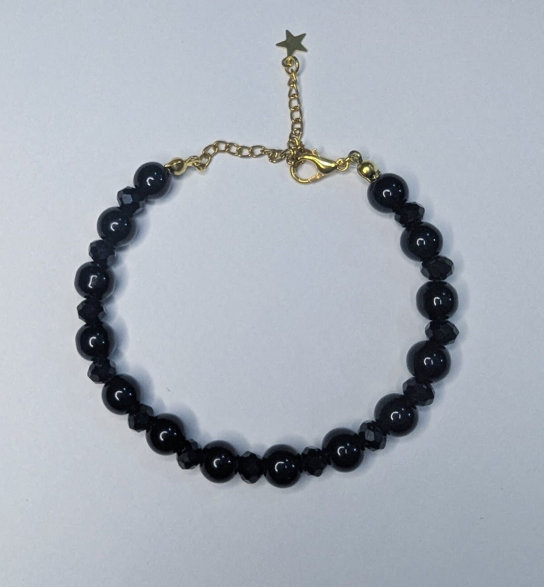 Black Onyx & Gold Star Bracelet