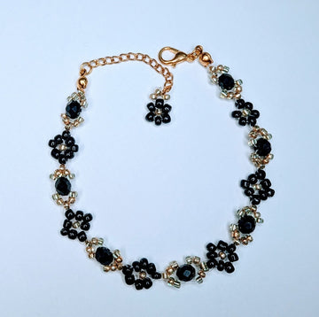 Black Floral Beaded Bracelet